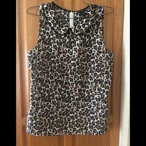 Leopard Print Tank Top w Collar